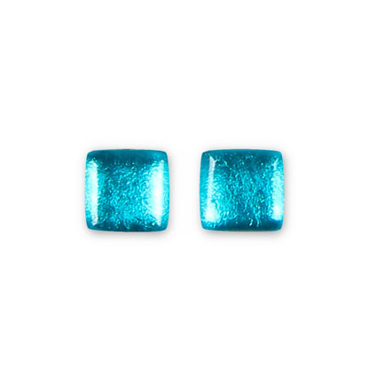 Teal Square Buttons Stud Earrings | The Jewellery Stop
