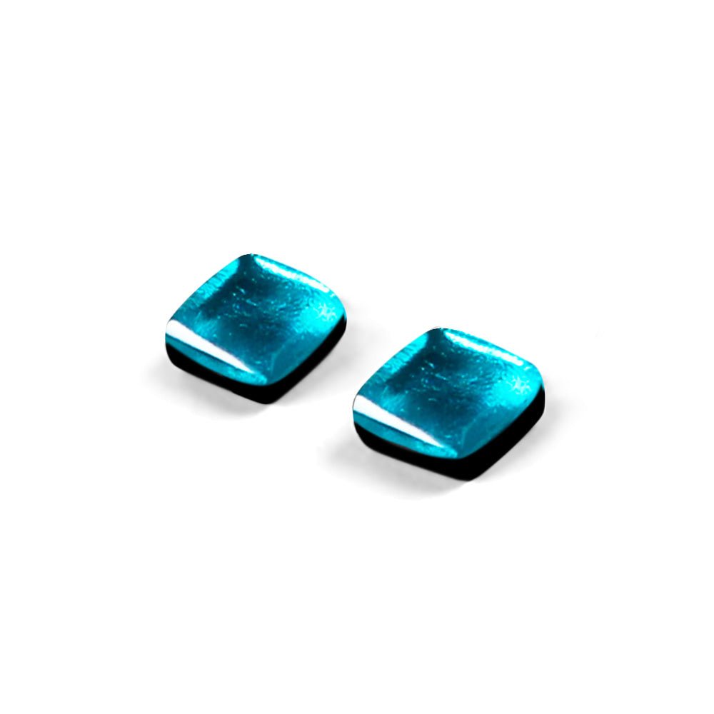 Teal Square Buttons Stud Earrings | The Jewellery Stop
