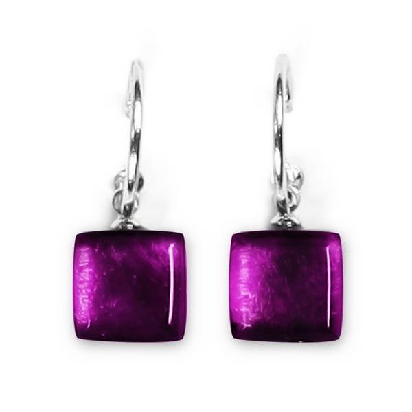 Aubergine Square Buttons Creole Earrings
