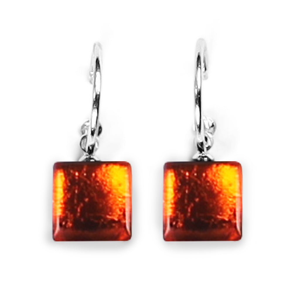 Mustard Square Buttons Creole Earrings | The Jewellery Stop