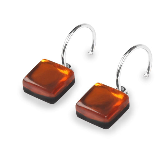 Paprika Square Buttons Creole Earrings | The Jewellery Stop
