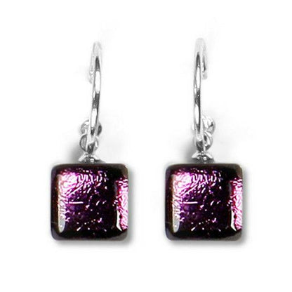 Purple Square Buttons Creole Earrings | The Jewellery Stop