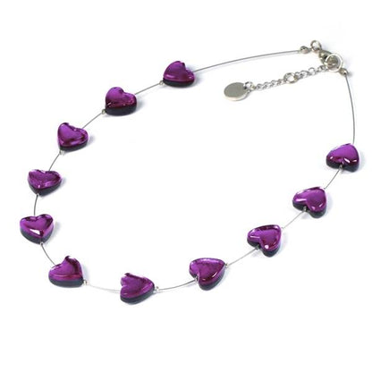 Purple Heart Buttons Necklace