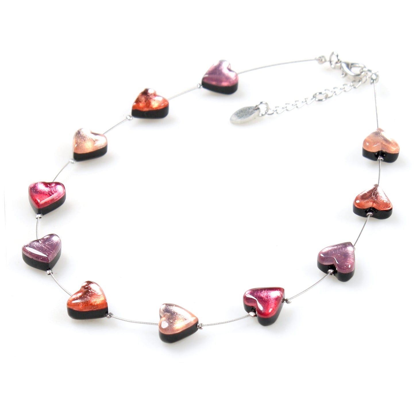 Rose Heart Buttons Necklace