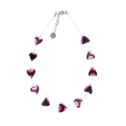 Violet Heart Buttons Necklace