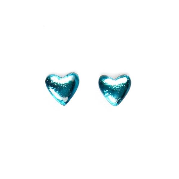 Aqua Heart Stud Earrings