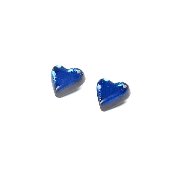 Navy Heart Stud Earrings | The Jewellery Stop