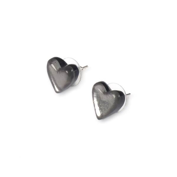 Steel Heart Stud Earrings | The Jewellery Stop
