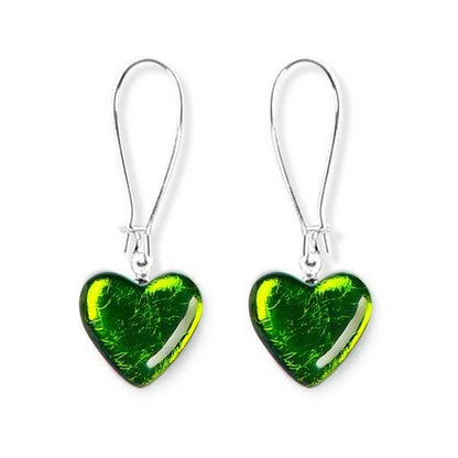 Moss Heart Long Hook Earrings | The Jewellery Stop