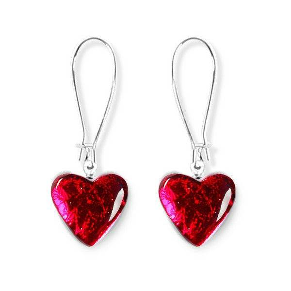 Pink Heart Long Hook Earrings | The Jewellery Stop