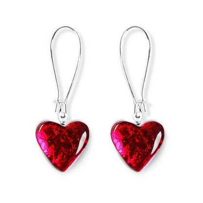 Pink Heart Long Hook Earrings | The Jewellery Stop