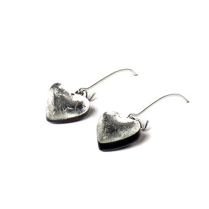 Silver Heart Long Hook Earrings | The Jewellery Stop