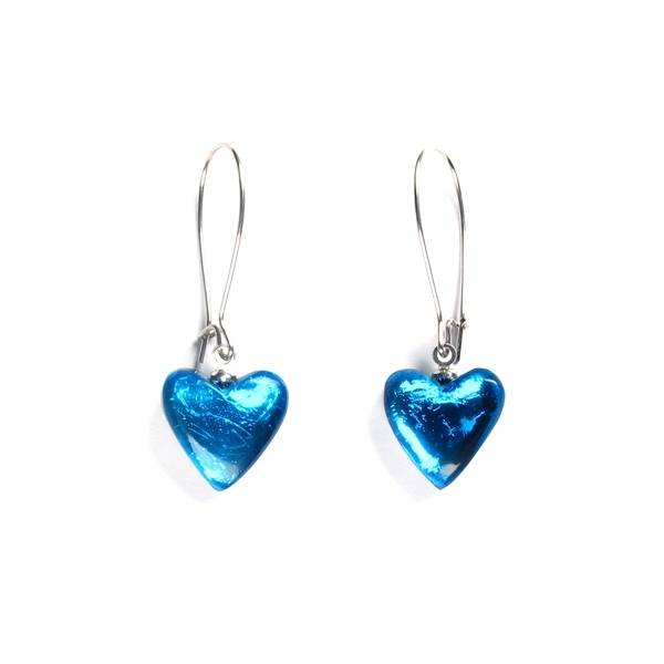Turquoise Heart Long Hook Earrings | The Jewellery Stop