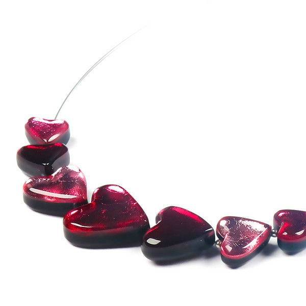 Raspberry Heart Trail Necklace