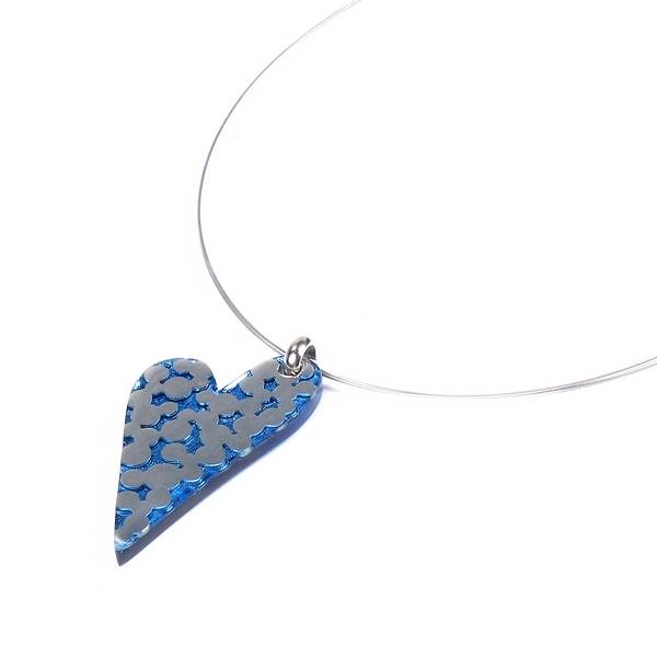 Blue Dalmatian Heart Pendant