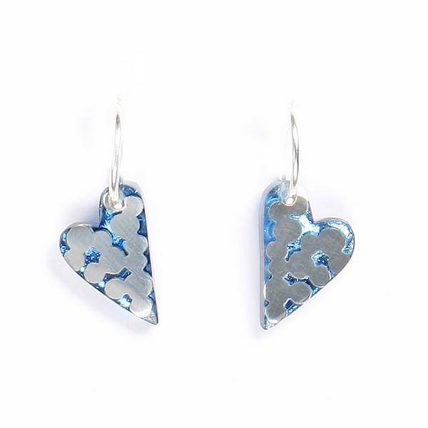 Blue Dalmatian Heart Creole Earrings | The Jewellery Stop