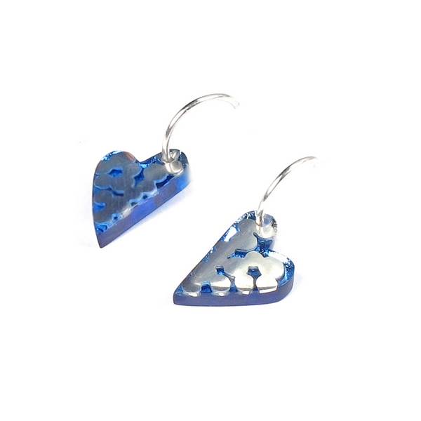 Blue Dalmatian Heart Creole Earrings | The Jewellery Stop