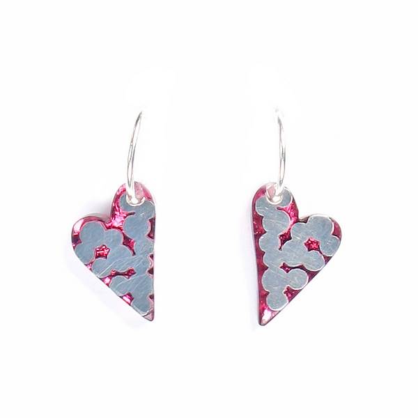 Pink Dalmatian Heart Creole Earrings | The Jewellery Stop
