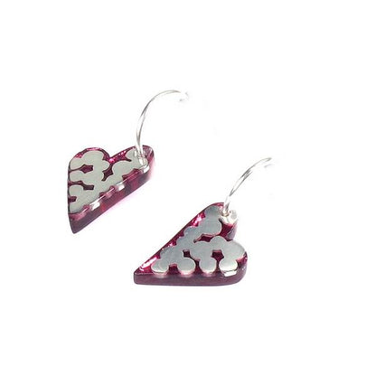 Pink Dalmatian Heart Creole Earrings