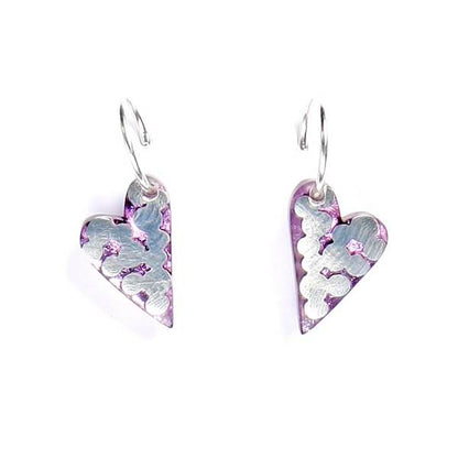 Purple Dalmatian Heart Creole Earrings | The Jewellery Stop