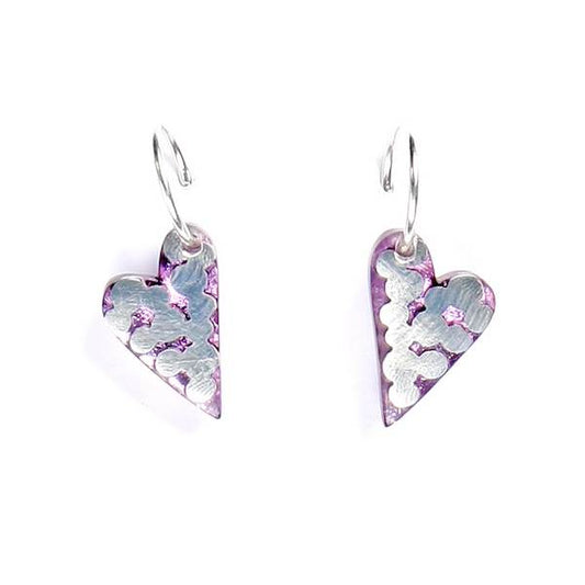 Purple Dalmatian Heart Creole Earrings | The Jewellery Stop