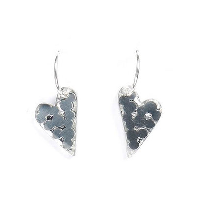 Silver Dalmatian Heart Creole Earrings | The Jewellery Stop