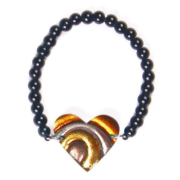 Metallics Heart Swirl Bracelet on Glass Beads | The Jewellery Stop