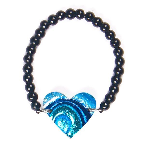 Ocean Heart Swirl Bracelet on Glass Beads | The Jewellery Stop