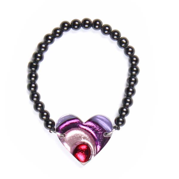 Purple Heart Swirl Bracelet on Glass Beads | The Jewellery Stop