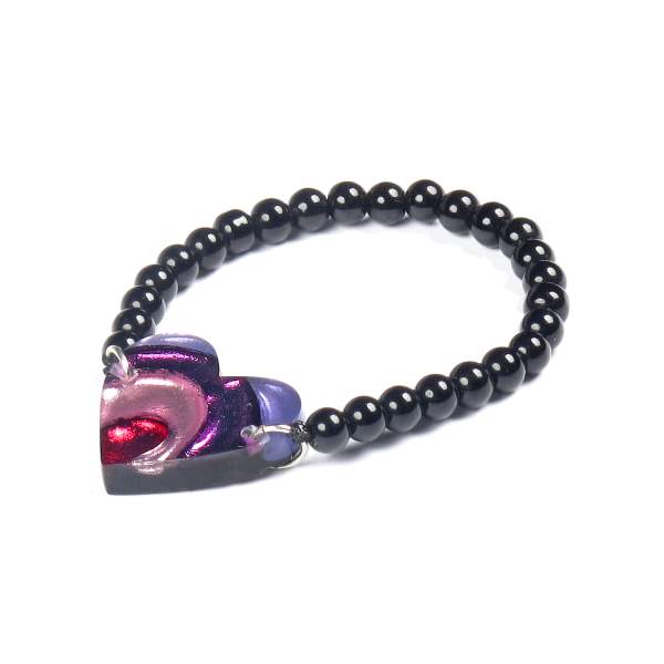 Purple Heart Swirl Bracelet on Glass Beads | The Jewellery Stop