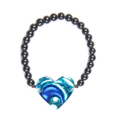 Turquoise Heart Swirl Bracelet on Glass Beads | The Jewellery Stop