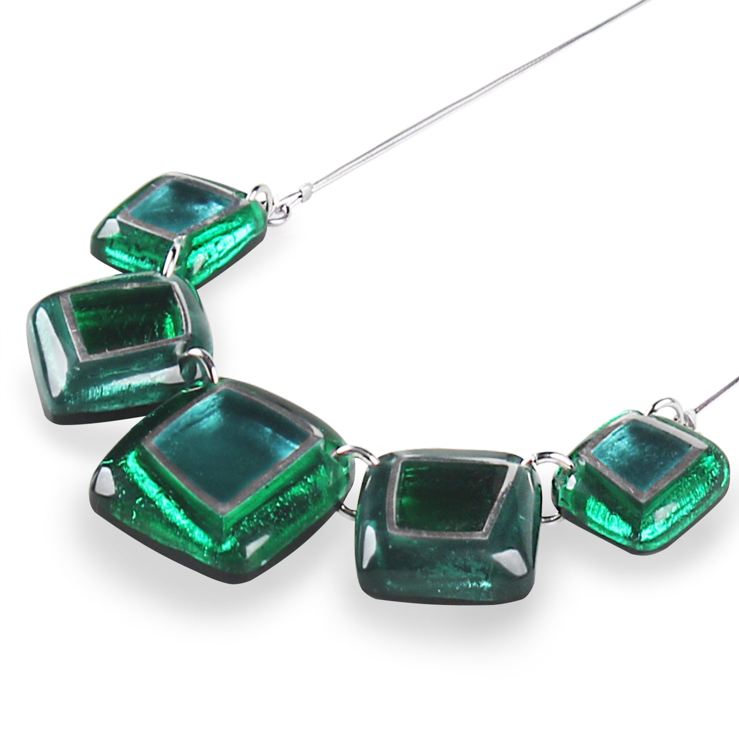 Emerald Irregular Squares Necklace