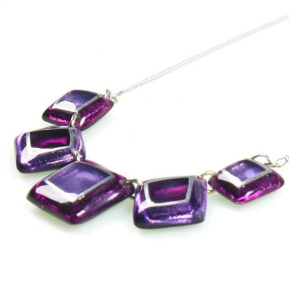 Purple Irregular Squares Necklace