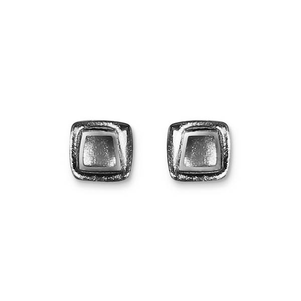 Black Irregular Squares Stud Earrings | The Jewellery Stop