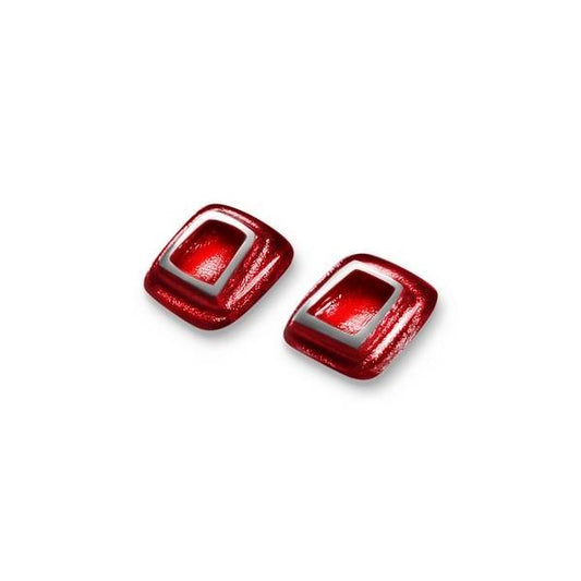 Burgundy Irregular Squares Stud Earrings | The Jewellery Stop