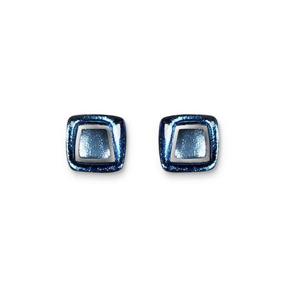 Navy Irregular Squares Stud Earrings | The Jewellery Stop