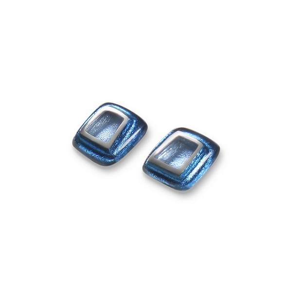Navy Irregular Squares Stud Earrings | The Jewellery Stop