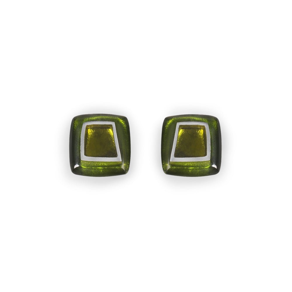 Olive Irregular Squares Stud Earrings | The Jewellery Stop