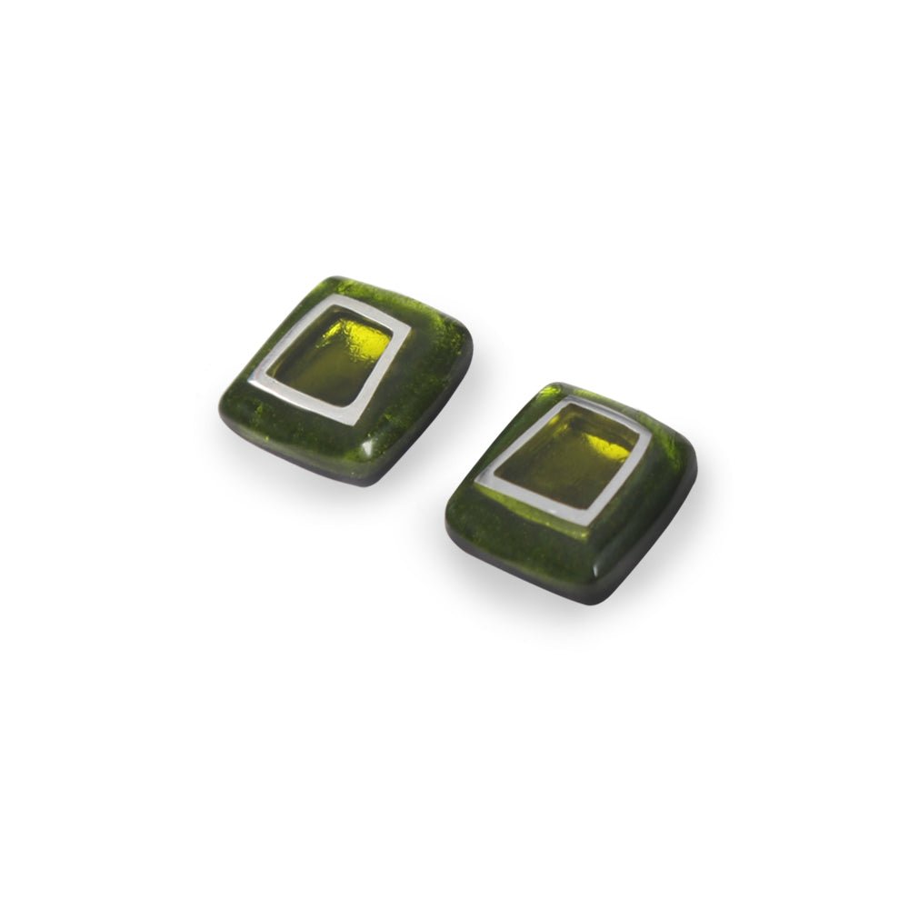Olive Irregular Squares Stud Earrings | The Jewellery Stop