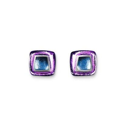Peacock Irregular Squares Stud Earrings | The Jewellery Stop