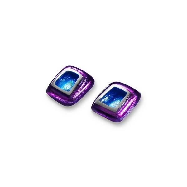 Peacock Irregular Squares Stud Earrings | The Jewellery Stop