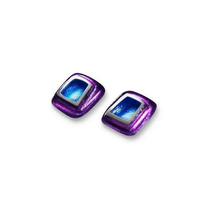 Peacock Irregular Squares Stud Earrings | The Jewellery Stop