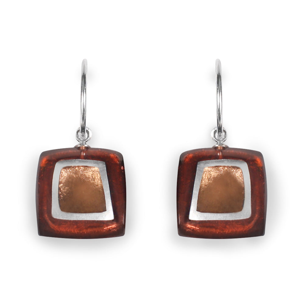 Amber Irregular Squares Creole Earrings