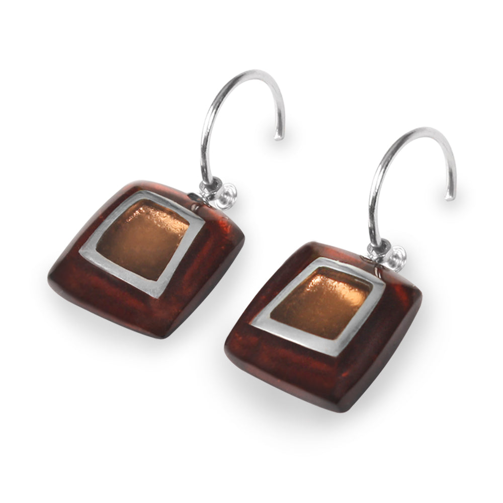 Amber Irregular Squares Creole Earrings