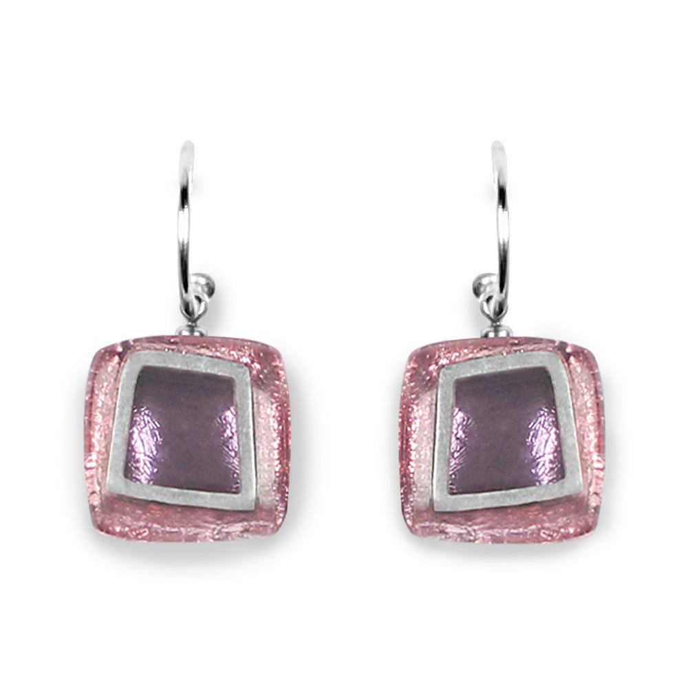 Blush Irregular Squares Creole Earrings | The Jewellery Stop