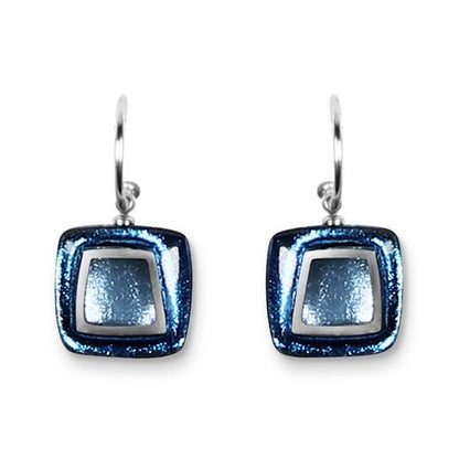 Navy Irregular Squares Creole Earrings | The Jewellery Stop