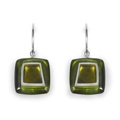 Olive Irregular Squares Creole Earrings | The Jewellery Stop