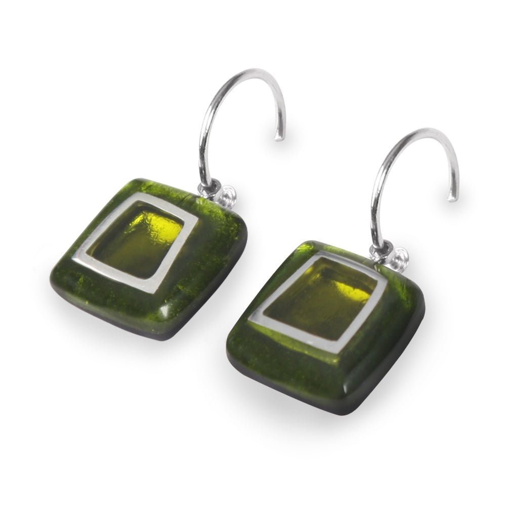 Olive Irregular Squares Creole Earrings | The Jewellery Stop