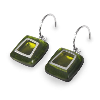 Olive Irregular Squares Creole Earrings | The Jewellery Stop
