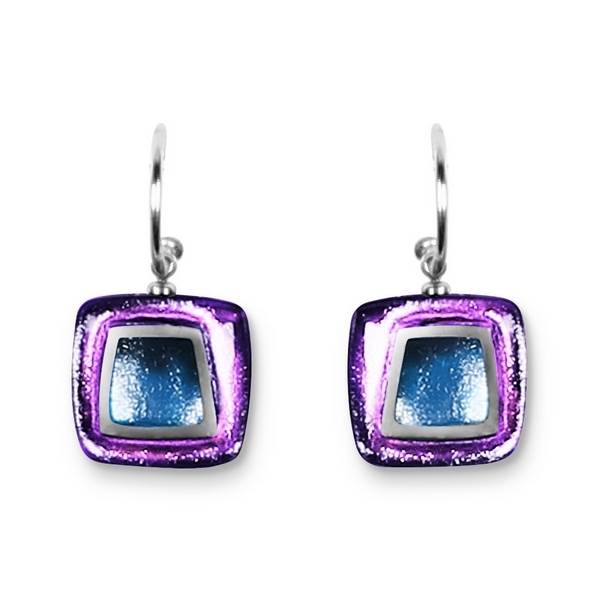 Peacock Irregular Squares Creole Earrings | The Jewellery Stop